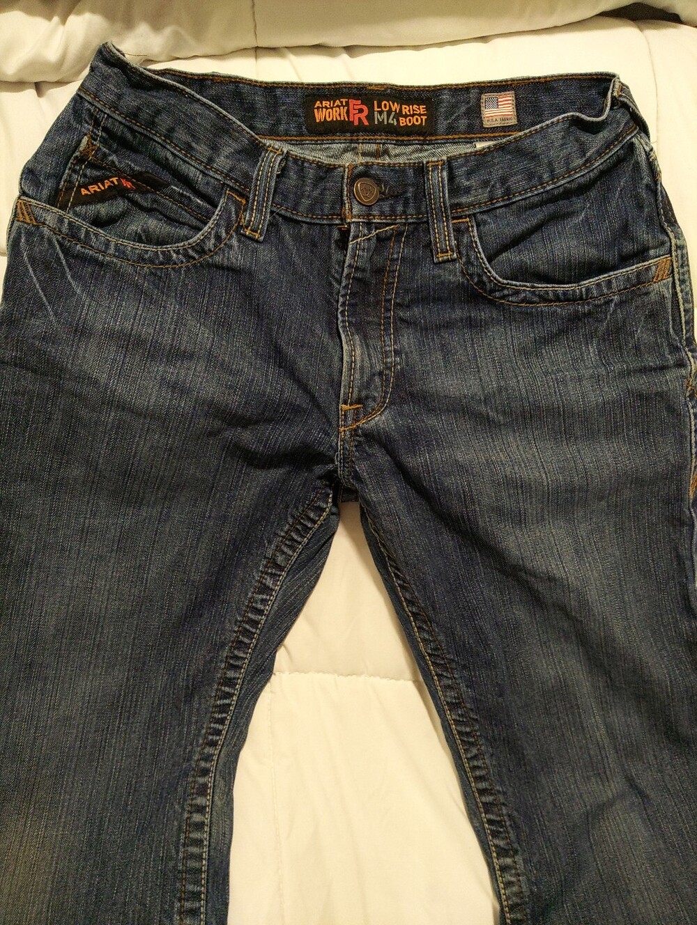 Ariat Men's Bootcut Low-Rise Jeans in Dark Blue Wash- Fire Resistant FRC